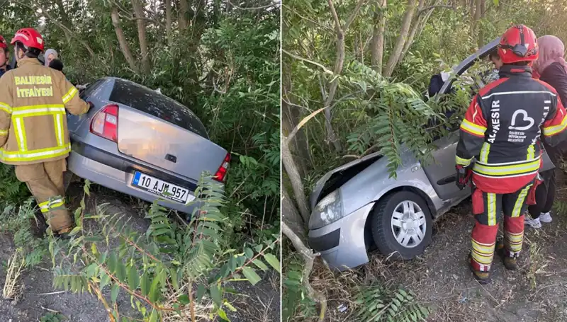 Balıkesir'de Otomobil Şarampole Yuvarlandı: İki Yaralı, Kaza Anında Neler Oldu?